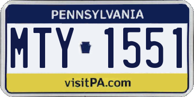 PA license plate MTY1551