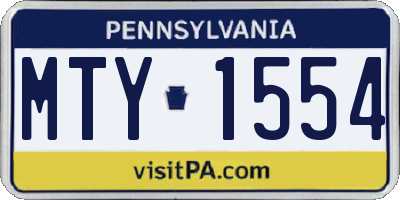 PA license plate MTY1554