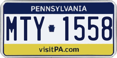 PA license plate MTY1558