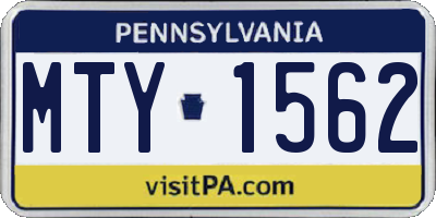 PA license plate MTY1562