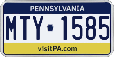 PA license plate MTY1585