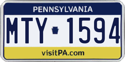 PA license plate MTY1594
