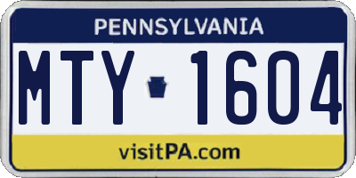 PA license plate MTY1604