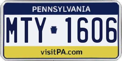 PA license plate MTY1606