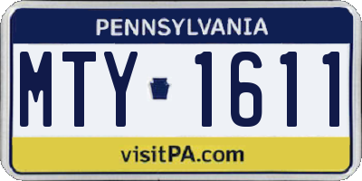 PA license plate MTY1611