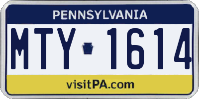 PA license plate MTY1614
