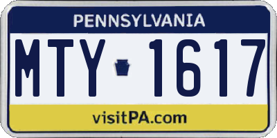 PA license plate MTY1617