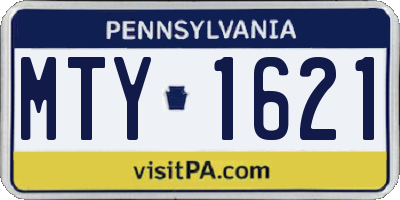 PA license plate MTY1621