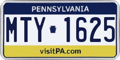 PA license plate MTY1625