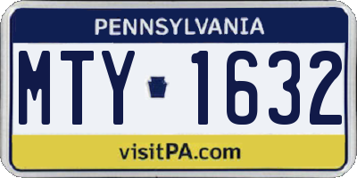 PA license plate MTY1632