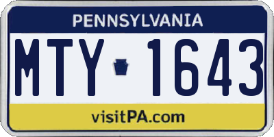PA license plate MTY1643