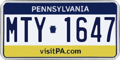 PA license plate MTY1647