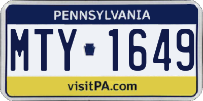 PA license plate MTY1649