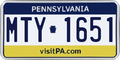 PA license plate MTY1651