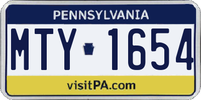 PA license plate MTY1654