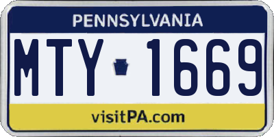 PA license plate MTY1669