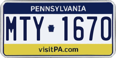 PA license plate MTY1670