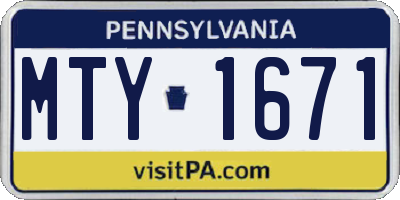 PA license plate MTY1671