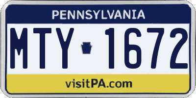 PA license plate MTY1672