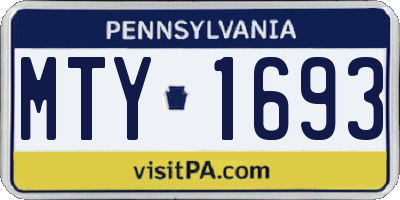 PA license plate MTY1693