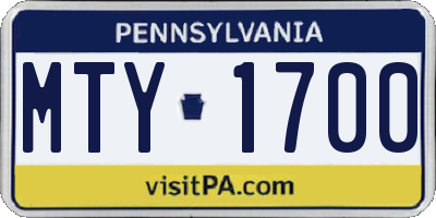 PA license plate MTY1700