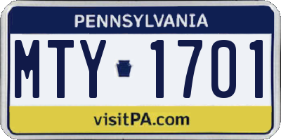 PA license plate MTY1701