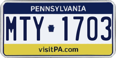 PA license plate MTY1703