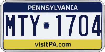 PA license plate MTY1704