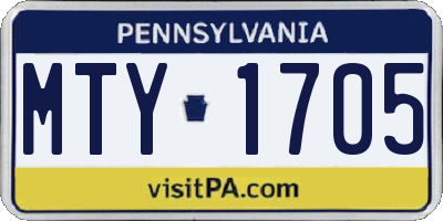 PA license plate MTY1705