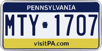 PA license plate MTY1707
