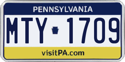 PA license plate MTY1709