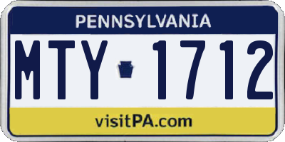 PA license plate MTY1712