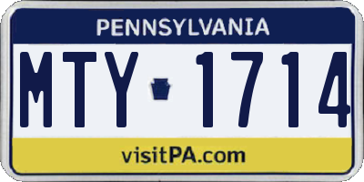 PA license plate MTY1714