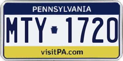 PA license plate MTY1720