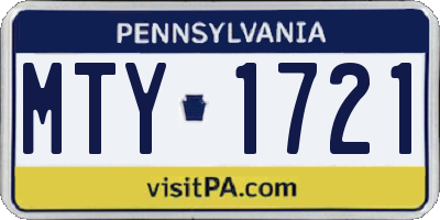 PA license plate MTY1721