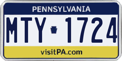 PA license plate MTY1724