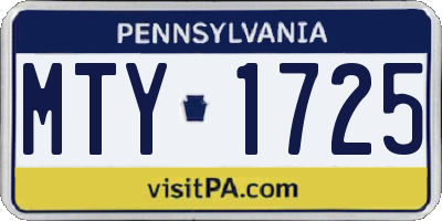 PA license plate MTY1725
