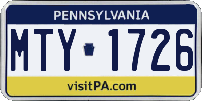 PA license plate MTY1726