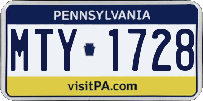 PA license plate MTY1728