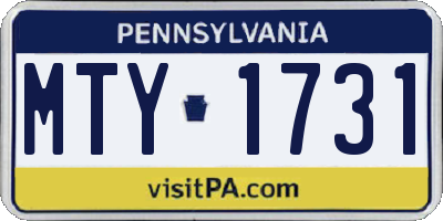 PA license plate MTY1731