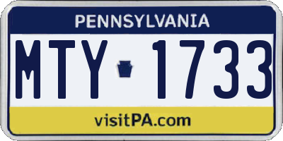 PA license plate MTY1733