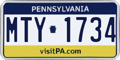 PA license plate MTY1734
