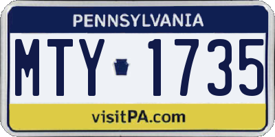 PA license plate MTY1735