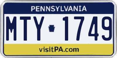 PA license plate MTY1749