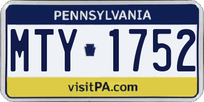 PA license plate MTY1752