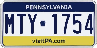 PA license plate MTY1754