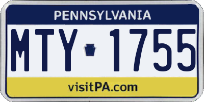 PA license plate MTY1755