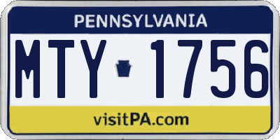PA license plate MTY1756