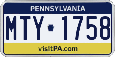 PA license plate MTY1758