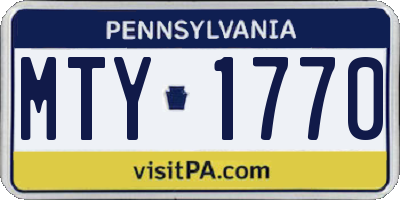 PA license plate MTY1770